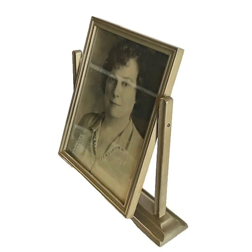 Antique Art Deco Wood‎ Tabletop Swivel Swing Tilt Picture Frame  Ladies Picture